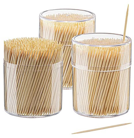 Comfy Package GUSTO [1500 Count] Bamboo Toothpicks Wood, Round Double-Pointed Tooth Picks Wooden - Toothpicks for Appetizers, Fruits and Teeth Cleaning - Formerly