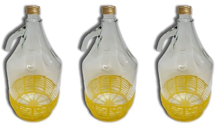 FERROELETTRA Damigiana Vetro 5 Litri - Bottiglia con Chiusura a Vite per Olio e Vino, 3 Pezzi