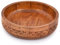 EDHAS Cuenco redondo tallado de madera de mango con acabado rojo decorativo para alimentos, frutas, ensaladas o palomitas de maíz, encimera de cocina (25,4 cm x 25,4 cm x 6,35 cm)