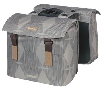 Basil Elegance - Fahrrad Doppeltasche MIK Chateau Taupe - 40-49 Liter - 16 x 36 x 32 cm - Wasserabweisender Verschluss