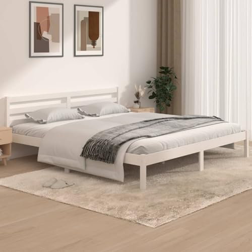Camerina Massivholzbett Kiefer 180x200 cm Bettgestell Massivholzbett Schwebebett Holzbett Bed Frames Weiß