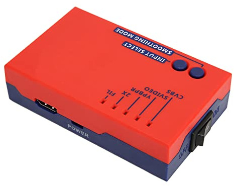RetroScaler2x Converter AV Till HD Multimediagränssnitt, äkta 480p60-signalutgång med Noll Latens för Retrospelare (röd)