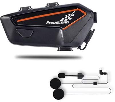 FreedConn QC Bluetooth 5.2 F1 Helmet Headset, Motorcycle Headphones Speakers with Strong Bass, 1100mAh Hands Free IP67 Waterproof Motorbike Earphones with Hard Mic, Music Call Control, Wake Up Siri