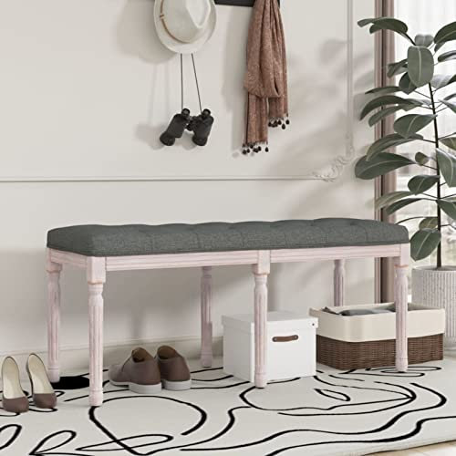 Homgoday Sittbänk, träbänk, skobänk, sovrumsbänk, stoppningsbänk, soffbänk, fotpall skobänk, mörkgrå, 110 x 40 x 49 cm