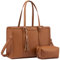 LOVEVOOK Laptop Tote Handbags for Women 15.6 inch Work Bags for Women Leather Ladies College Teacher Bag Large Shoulder Cross Body Bag Waterproof for Office Business School Shopping Travel Brown