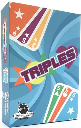 Dad Bomb Games Triples - The Ultimate in Card Matching Fun for Kids, Teens and Adults. Easy to Learn and Perfect for Game Nights with Family and Friends. 2-10 Players.