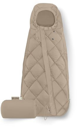 CYBEX Gold Fußsack Snøgga Mini 2, Für Babyschalen, Ab Geburt bis ca. 24 Monate, TOG 4, Warme Füllung, Almond Beige