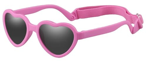 FIBOUND 1 styck babysolglasögon, söta flickor solglasögon, solglasögon pojkar och flickor, hjärtformade solglasögon, skydd mot ultravioletta solstrålar, lämplig 0–3 år (rosa), Rosenröd