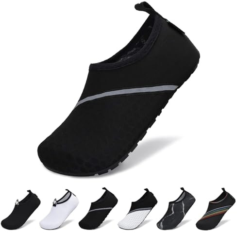 SAGUARO Escarpines Hombre Mujer Zapatos de Agua Secado Rápido Zapatillas Acuáticos Antideslizantes Calzado Playa para Piscina Surf Buceo Rio Natación Vela (Negro Petróleo,47/47 EU)