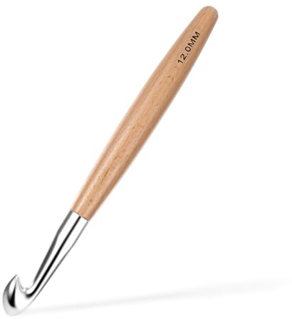 Aiguille à crochet 12 mm en bois de hêtre - Aiguille à tricoter ergonomique - Accessoire de tricot pour l'artisanat du fil, les débutants et les amateurs expérimentés