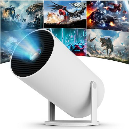 JENBIZZ Mini Proyector 4K 1080P Android 11, WiFi 6, Bluetooth 5.0, Pantalla de 130 Pulgadas, Corrección Trapezoidal Automática, Proyector Portátil con Rotación de 180° (Blanco)