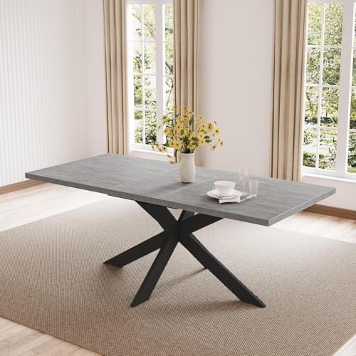 JIEXI Set med utdragbart matbord och stolar, modernt matbord med förlängning 4–6-sits, MDF-platta lämplig för vardagsrum, kök