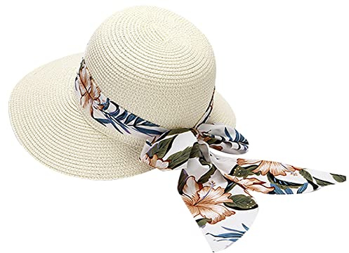 VaiKanhai Damer sommarhatt damer bred stråhatt strand vikbara solhattar Floppy Roll Up skydd solhatt 50+ kepsar tropisk hatt damer, D, one size