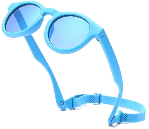 iNszkoos Lunettes de soleil polarisées flexibles pour bébé avec sangle réglable, pare-soleil d'extérieur pour nourrissons, protection UV 400, monture en silicone souple, lunettes de soleil pour bébé