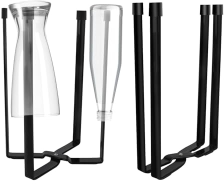 VFANDV Égouttoir Bouteilles, Egouttoir Gourde Pliable, Porte-Bouteilles en Métal à 4 Places, Égouttoir à Bouteille Multifonctionnel pour Biberons, Tasses et Sacs Poubelles (Noir)