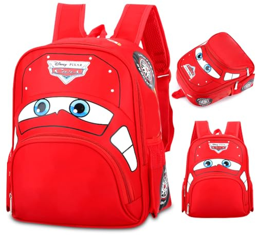 IFHDO Cars Sac à Dos pour Enfants Imprimé 3D, Cartable Scolaire Garçon Animé Racing, Sac à Dos Réglable Rouge, Mode Cartable pour Garçons et Filles