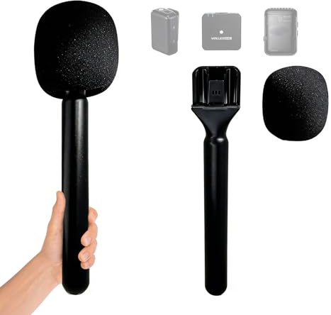 SEYUGOPTI 2-Pack Handheld Microphone Holder Compatible with DJI Mic 1/2 & for Rode Wireless GO I/II - Professional Interview Mic Stand with Pop Filter for Vlogging Interviews Podcasts