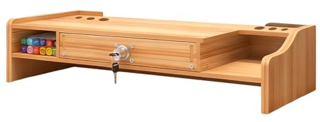 Skrivbordsstativ – ergonomisk höjd skrivbordsförvaringshylla, organisatör med låda | Upplyftningsplattform för bärbar dator, skrivare, TV-skärm, penna,