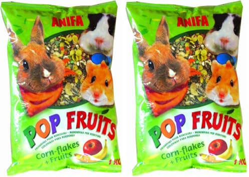 Aime Friandise pour Lapins/Rongeurs/Pop Snack Fruits/Snack Savoureux Mélange de Fruits/Céréales (Lot de 2)