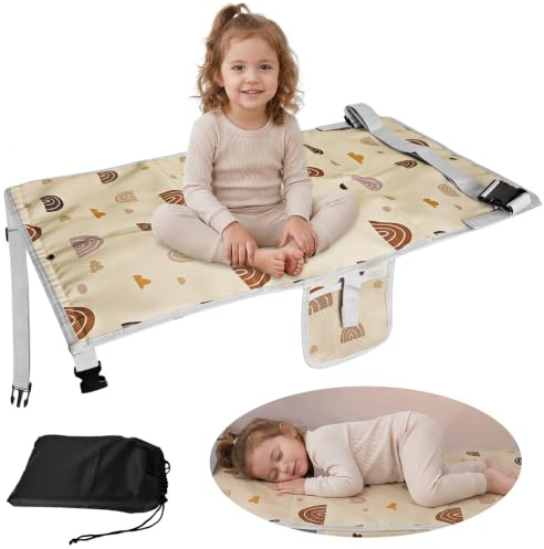 SUPRBIRD Toddler Airplane Bed,76x44.5cm Portable Airplane Seat Extender | Plane Foot Hammock for Kids,Travel Foot Hammock,With storage bag,Footstools suitable for short flights with children(Beige)