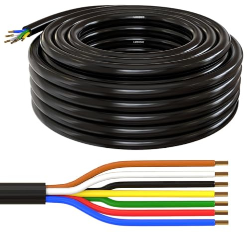 Lumonic 10m FLRYY Cable Vehículo 7 Polos Con Sección 7x 1,5mm² - Cable Remolque Multinúcleo