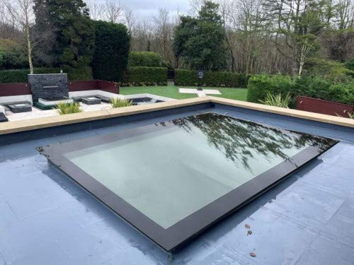 Infinity Rooflight All Glass Fixed Flat Roof Light Skylight Roof Window Flat Lantern Double Glazed Rooflight Toughened Glass Argon Gas Filled Clear Sky Light 1000 x 1000