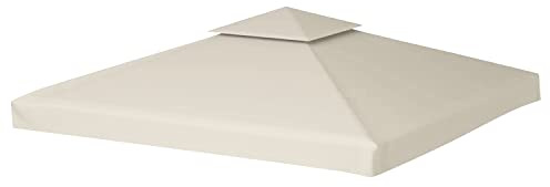Randaco Paviljongstak, 3 x 3 meter, ersättningstak för lusthus, tak för paviljong, paviljongapanel, vattenavvisande, dubbeltak för trädgård, kaminavdrag, beige
