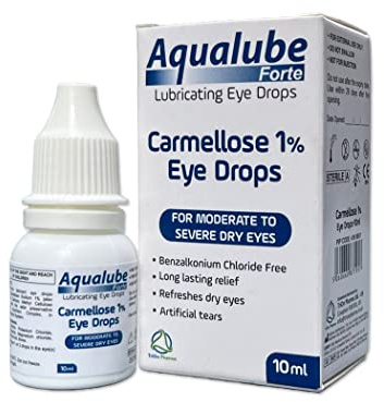 Aqualube Forte Lubricating Eye Drops 10ml | 1% Carmellose Eye Drops for Moderate to Severe Dry Eyes | Long-Lasting Moisturising Eye Care
