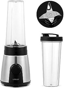 Linsar - Batidora 2 en 1 con 2 niveles de batido - Cuchilla de acero inoxidable de 4 hojas - 600 ml y sin BPA - para batidos y cubitos de hielo -300 vatios