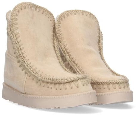 shoes&blues.es 80166-Botin Plano para Mujer, Estilo Australiano, Material Aterciopelado, Forrado de Pelo, de Punta Redonda.. Talla 40 Beige