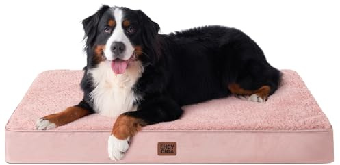 EHEYCIGA XXL Orthopedic Extra Large Washable Dog Bed, 120x74x9cm, Pink | Soft Fabric, Durable Oxford Fabric Lining, Supportive Foam Egg Trays, Non-slip Bottom, With Removable Cover, For Crate Mat