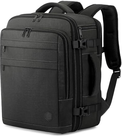 VANKEV Eurowings Ryanair EasyJet Wizz Air Handgepäck Erweiterbar 40x30x20 bis 40x30x25, 24L bis 30L, Sitzunter Rucksack für Reisen passt zu 15,6 Zoll Laptops dunkelgrau