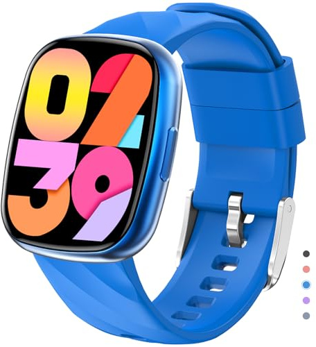 Ucani Kids Smart Watch, 1.75 Fitness Watch with Pedometer, IP68 Waterproof, 100 Sport Modes, Heart Rate, Sleep Tracker, Puzzle Games for Girls Boys Teens 5-16 (Bright Blue)
