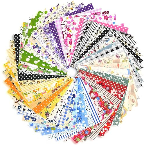 50 Cotton Fabric Squares 10x10cm - Precut Patchwork Material for Sewing, Quilting & DIY Crafts, Floral Patterns, Cotton Quilting Squares, Fabric Bundle