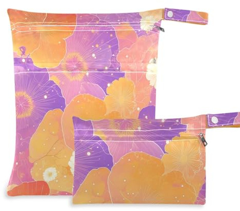 aidingzhi Waschbare Tasche für nasse Windeln, 2 Stück, unverzichtbare Gegenstände mit Griffen für Baby-Windeln, Strand (japanische Blume)