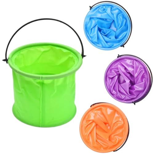 Teouuas 4 Pezzi Secchio Pieghevole, Secchiello Pieghevole in Silicone, Secchio da Spiaggia con Manico, Salvaspazio Secchiello Spiaggia Bambini per Bambini, Campeggio, Pesca e Gioco di Sabbia
