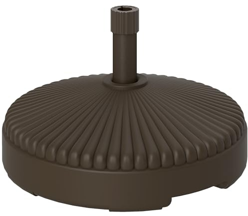 Outsunny Base para Sombrilla Redonda, Pie para Sombrilla, Soporte para Parasol Rellenable con Arena 28 kg o Agua 23 L, para Terraza, Jardín, Marrón