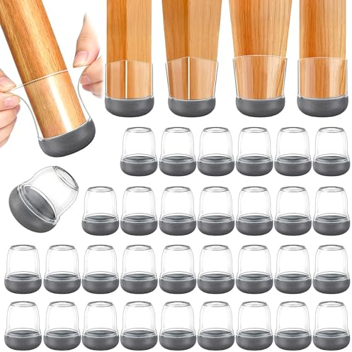 Gommini per Sedie Rotondi, 32 Pezzi Feltrini Sedie Silicone Con Feltrini, 14-20mm Trasparenti Piedini per Sedies, Elevata Elasticità, Per Proteggere I Pavimenti Da Graffi, Antirumore