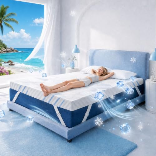Klyvvo Surmatelas 140x190 Mémoire de Forme de Gel - 7.5cm sur Matelas 2 Personnes 140x190, Double Face duretés différentes, Housse Lavable Machine, pour Matelas & canapé, essai 100 Jours