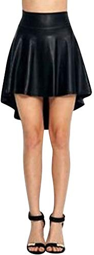 Générique jupe crayon femme courte hiver jupes simili cuir taille haute marron noire noir mini en black skirt grande short trapezeBlackM