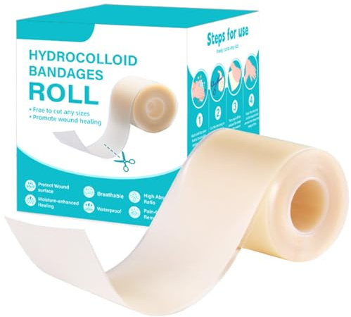 LEAYOKA Rotolo di cerotto idrocolloide, 5 cm x 1,5 m, autoadesivo, impermeabile, idrocolloide, per graffi, vesciche e irritazioni della pelle, delicato sulla pelle e traspirante