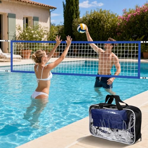 Prodotto 11Rete Pallavolo Piscina 457 x 91 cm, Rete di Ricambio in PE Impermeabile e Resistente, Solo Rete Senza Pali, Regolabile e Portatile con Borsa, per Giardino, Spiaggia e Giochi all'Aperto