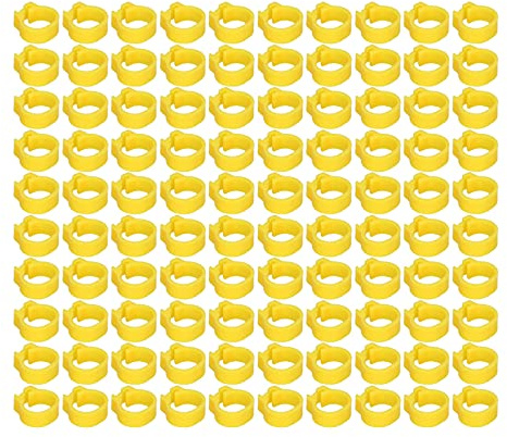 Yechiry Fournitures pour Pigeons, 100 Pièces, Anneaux D'identification en Plastique Léger, Faciles à Utiliser pour le Soin des Pigeons, 8mm (YELLOW)