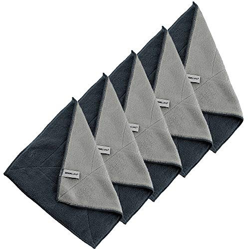 Kochblume Microfasertuch Set, 5-teilig | Premium Microfaser | Set in der bunten Box (anthrazit-grau)