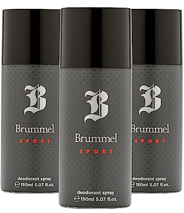 BRUMMEL - Sport Pack de 3 x 150 ml, Desodorante Hombre Spray, Desodorante para Todo Tipo de Piel, Protección de Larga DuraciónDeodorant Hombre, Aroma Oriental Amaderado, Fragancia Fresca