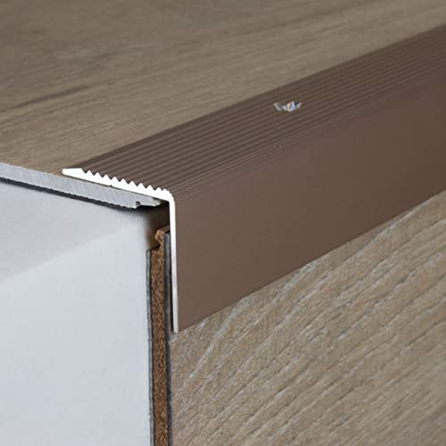 PROVISTON | Trappkant | Aluminiumanodiserad | Bronsljus | Bredd 30 mm | Höjd 30 mm | Längd 1000 mm | Borrade | Trappkantprofil | Trappvinkel | Vinkelprofil | Kombinera vinkel | 1 del