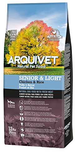 Arquivet Premium Senior Light Huhn und Reis 12 kg - Natürliches Futter für ältere oder übergewichtige Hunde - ab 7 Jahren - Trockenfutter