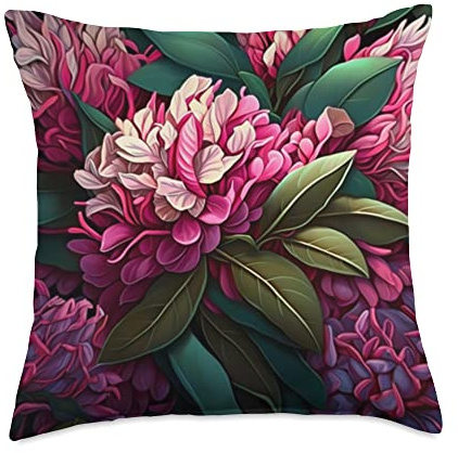 Pink Rhododendron Throw Pillow
