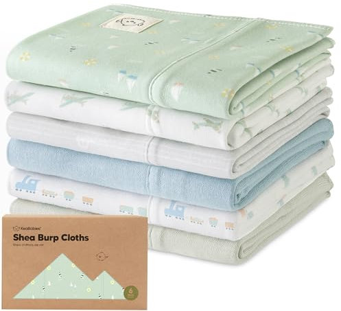 Bio Spucktücher Baby Junge, Mädchen - 6er-Pack Große Baumwoll Mulltücher Baby Waschlappen, Super Saugfähig, Ultraweiches Neugeborene Set, Geschlechtsneutral,Maschinenwaschbar,Langlebig(Vessels)