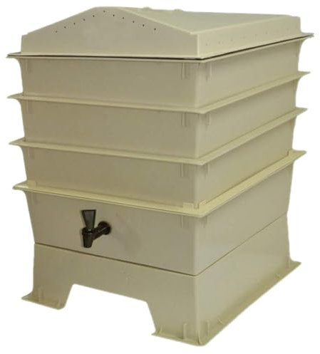 Compostiera per lombrichi a 5 vassoi, contenitore per compost di grandi dimensioni, kit per lombricoltura sostenibile, contenitore per compostaggio da esterno per giardino e cucina